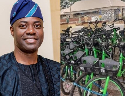 Governor Seyi Makinde procures bicycles for civil servants to move within the state secretariat (photos)