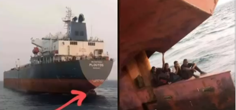 Lagos anchorage officials nab stowaways hiding at rudder of a ship heading for Spain (video)