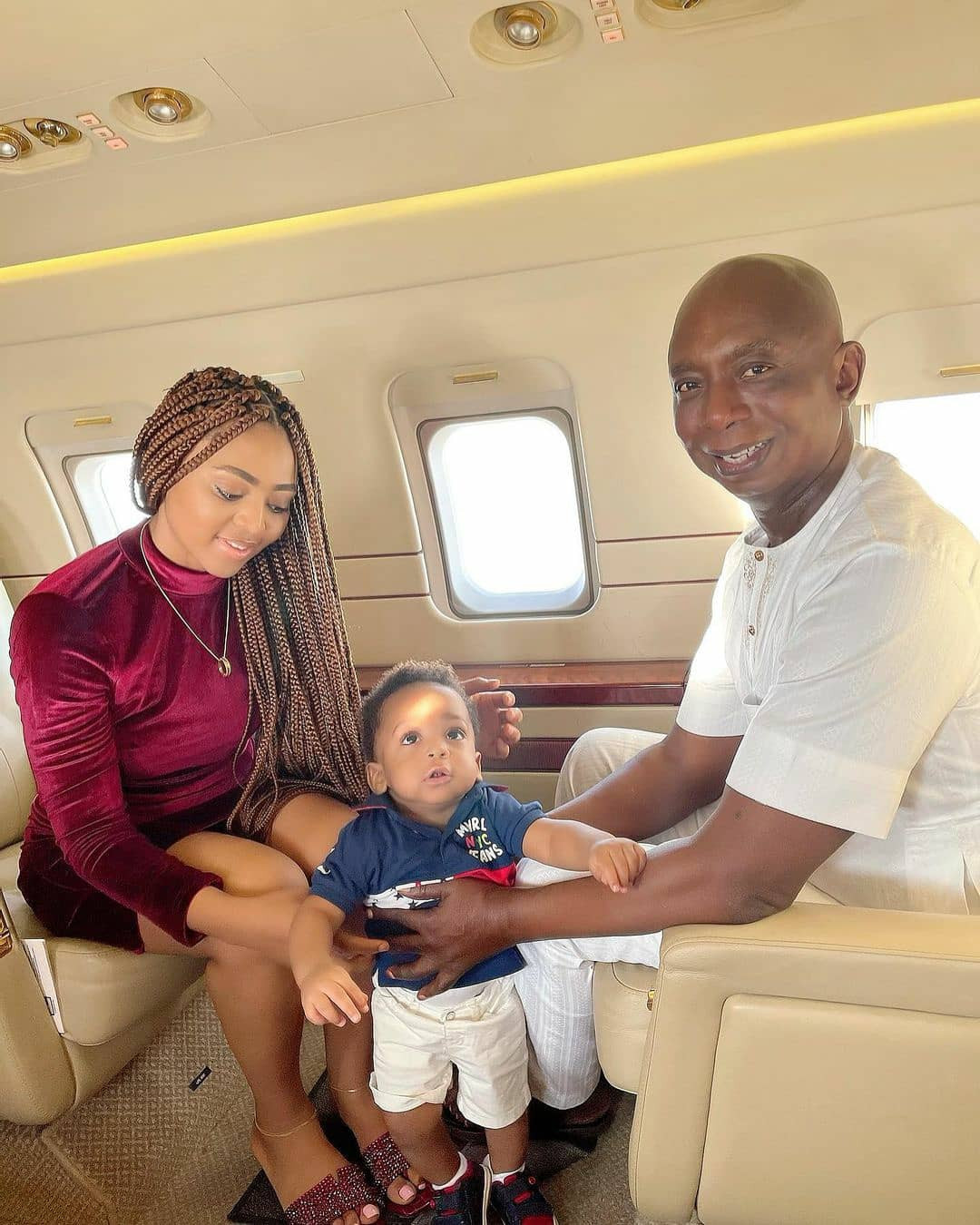 Lovely photos of Regina Daniels, her billionaire hubby, Ned Nwoko and son Munir