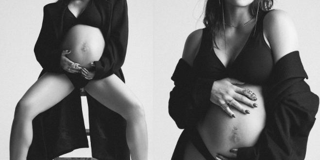 Pregnant Cassie showcases her baby bump in a stunning new photos