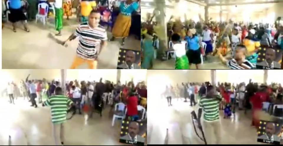 Trending video of church members praying and armed with different weapons to