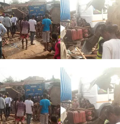 Truck crushes shop owner to death in Abeokuta (photos)