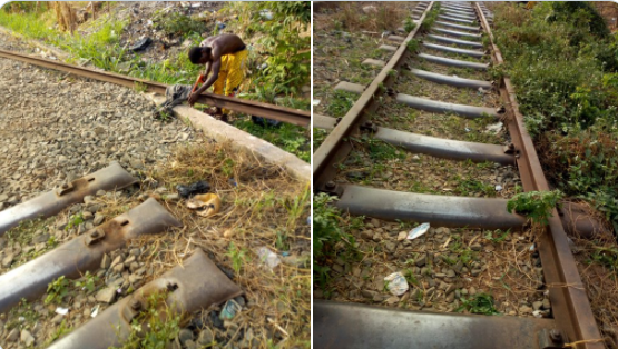 Man caught cutting rail lines into different sizes in Enugu