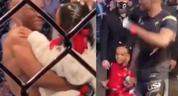 UFC champion, Kamaru Usman shares special moment with his daughter after defeating Jorge Masvidal at UFC 261 (Video)