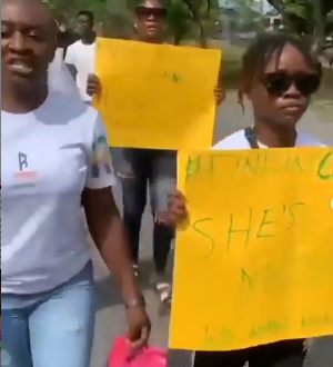 Friends of UNICROSS student, Priscilla Ojong, stage protest walk; insist she is being held by unknown persons
