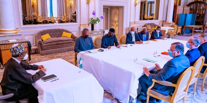 President Buhari meets TOTAL chairman, Patrick Pouyanne, in Paris (photos)