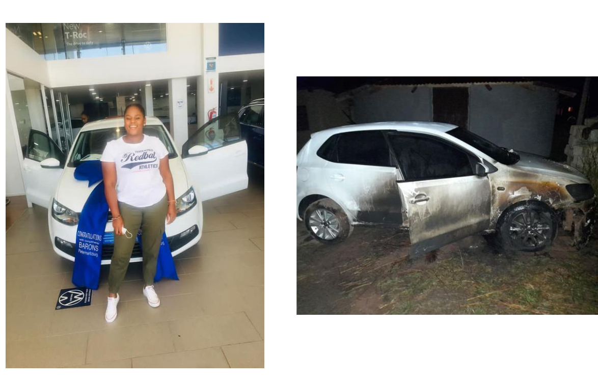 "I don't think I can survive this" - South African lady devastated as unknown 'jealous' persons set her brand new car ablaze weeks after showing it off on Facebook