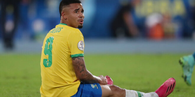 Brazil’s Jesus shown red after flying kick in Copa America QF win