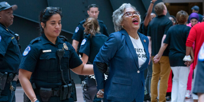 Chairwoman of Congressional Black Caucus is arrested while protesting on Capitol Hill.