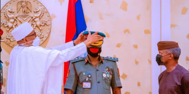 President Buhari decorates Chief Of Army Staff (photos)