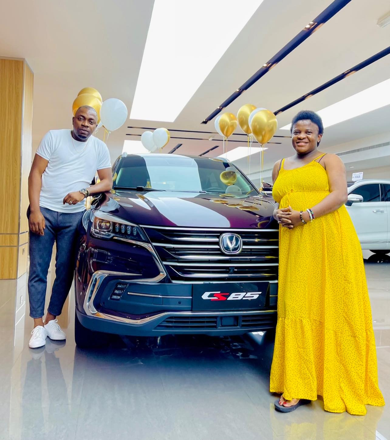 Sex therapist, Angela Nwosu, receives a brand new SUV from her husband as push present