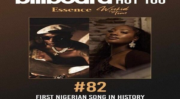 Wizkid and Tems “Essence” debuts at No. 82 on Billboard Hot 100