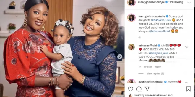 Mercy Johnson Expresses Undying Love For Etinosa’s Daughter