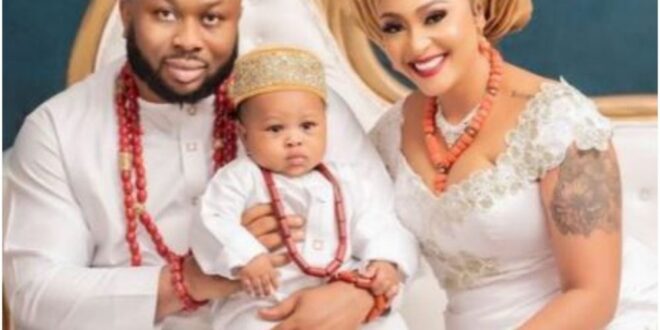 ‘His Gene Is So Strong’ Nigerians React As Tonto Dikeh Ex-Husband, Churchill Unveils Son’s Face With Wife, Rose Meurer