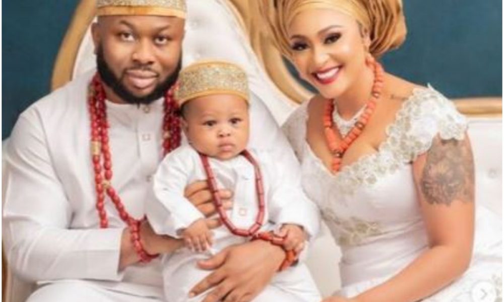 ‘His Gene Is So Strong’ Nigerians React As Tonto Dikeh Ex-Husband, Churchill Unveils Son’s Face With Wife, Rose Meurer