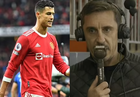 Manchester United legend, Gary Neville reacts after?Cristiano Ronaldo stormed?off the pitch over the club