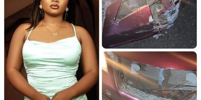 Ex-BBNaija Star, Tega Escapes Death In Ghastly Car Accident – [Photos]