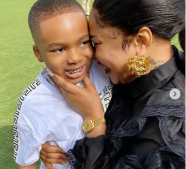 Mixed Reactions As Tonto Dikeh Gets 'No 1 Dad' Badge At Her Son's School