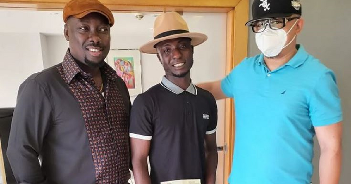 Obi Cubana presents Lagos hawker with scholarship letter, 100k monthly salary