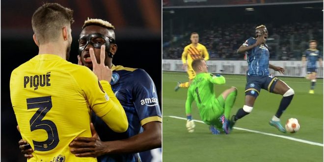 'Osimhen suppose tear Pique slap' - Reactions to confrontation between Super Eagles striker and Spanish defender