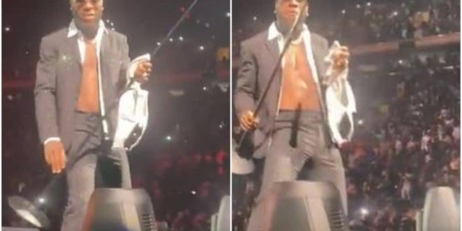 ‘So Embarrassing’ – Reactions As Burna Boy Catches Bra Of Multiple Women Thrown At Him While Performing On Stage (Video)