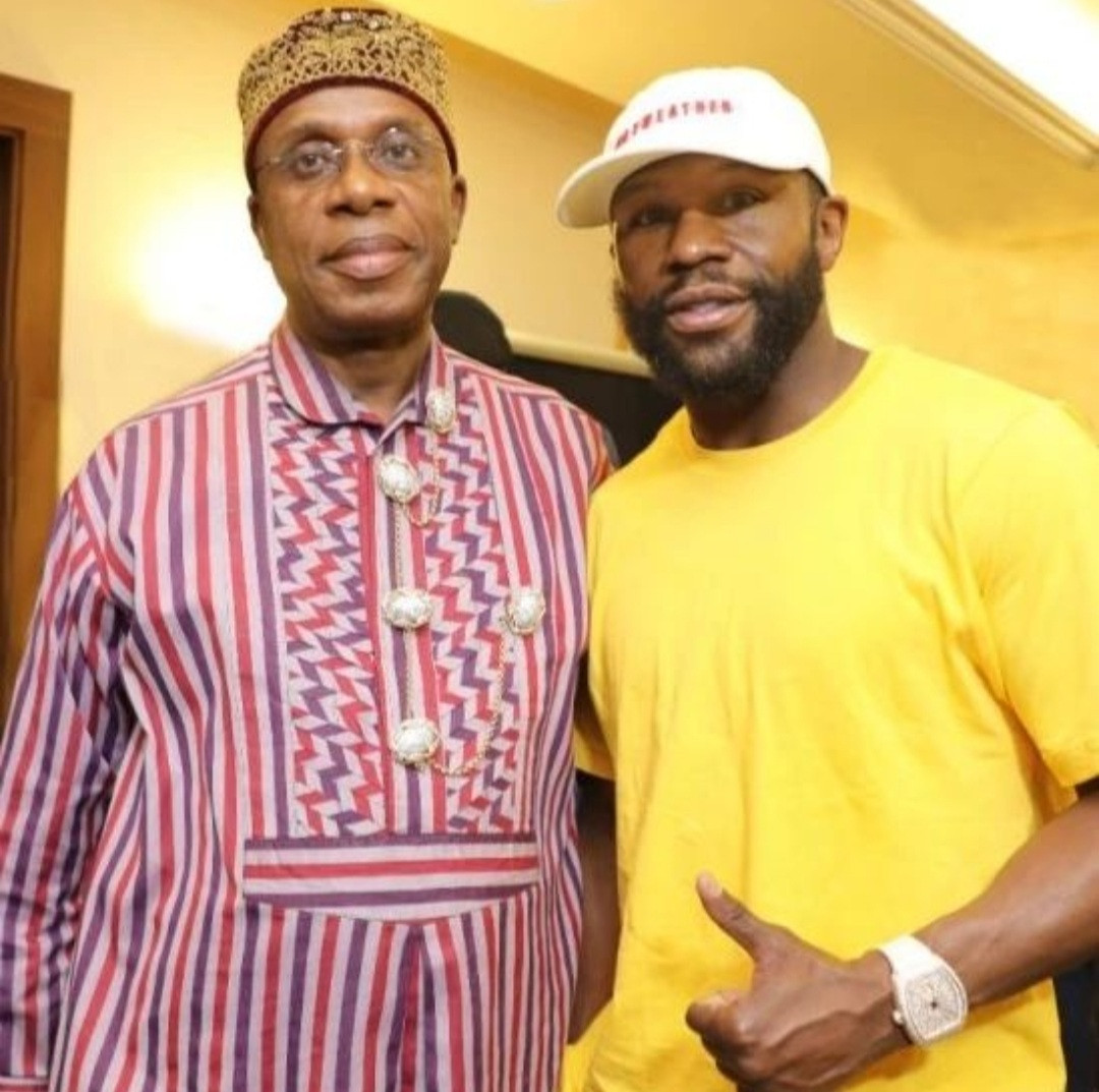 Floyd Mayweather meets Rotimi Amaechi as he visits Nigeria, promises to build boxing academy