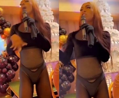 James Brown turns up for a party in a thong and crop top (video)