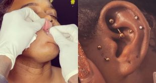 Moet Abebe shows off the piercings she recently got (videos)