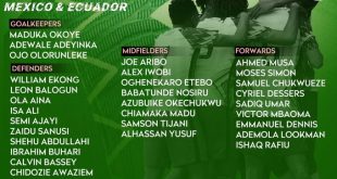 Super Eagles 30-man squad for Ecuador, Mexico Friendlies released