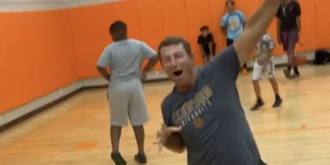 Dabo Swinney Drains Fadeaway Jumper Over Recruit, Doesn't Know How to Act
