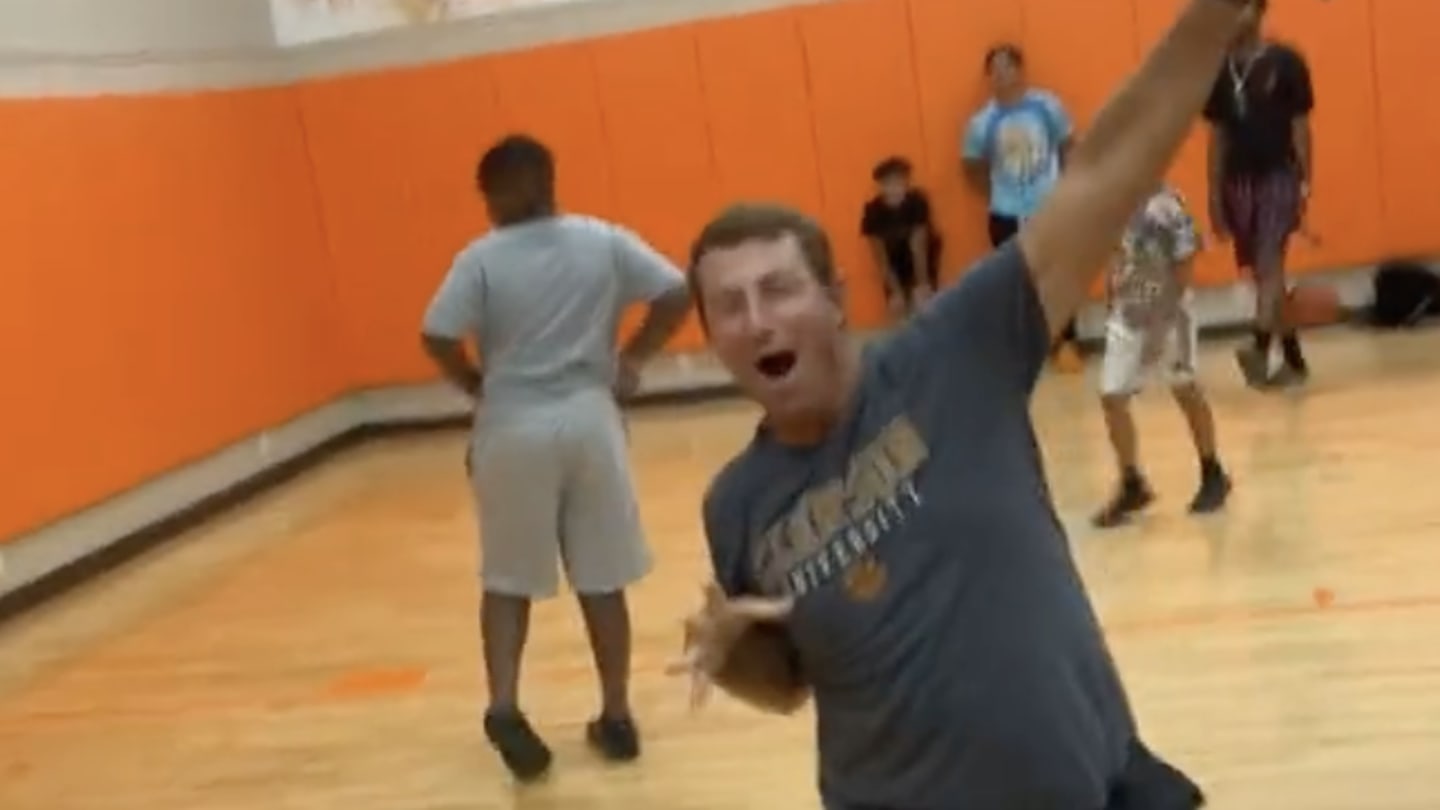 Dabo Swinney Drains Fadeaway Jumper Over Recruit, Doesn't Know How to Act