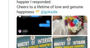 "I'm glad you sent that DM" New bride shares Twitter DM 'stranger' sent to her as they wed two years after