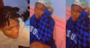 Nigerian man confronts girlfriend in a hotel room where she allegedly lodged with his friend (video)
