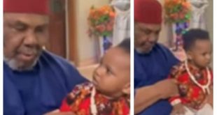 Nigerians React As Pete Edochie Meets Yul’s Second Wife, Judy’s Son