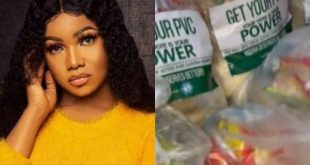 Reactions As Tacha Shares Foodstuff In Her Community, Encourages Them To Register For PVC