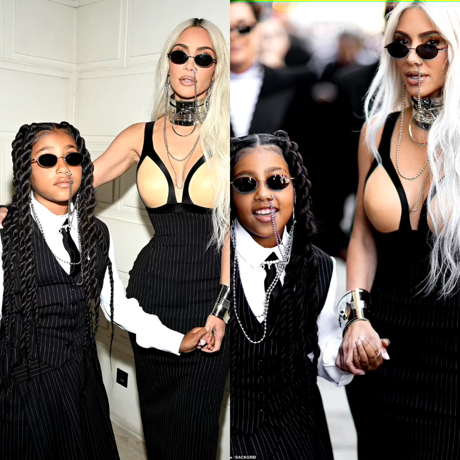 Kim Kardashian and North, 9, wear matching nose rings at star-studded Jean Paul Gaultier show in Paris?