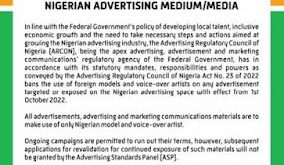 ARCON bans use of foreign models and voice over artists for adverts