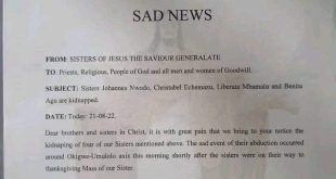Gunmen kidnap four Catholic reverend sisters in Imo