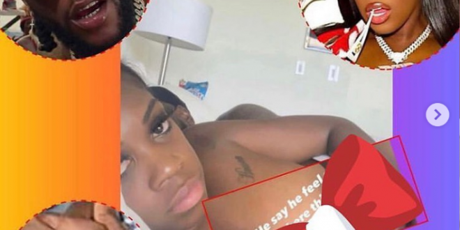 Jamaican rapper, Diamond TheBody shares nude photo of her in bed with Burna Boy (photos/video)