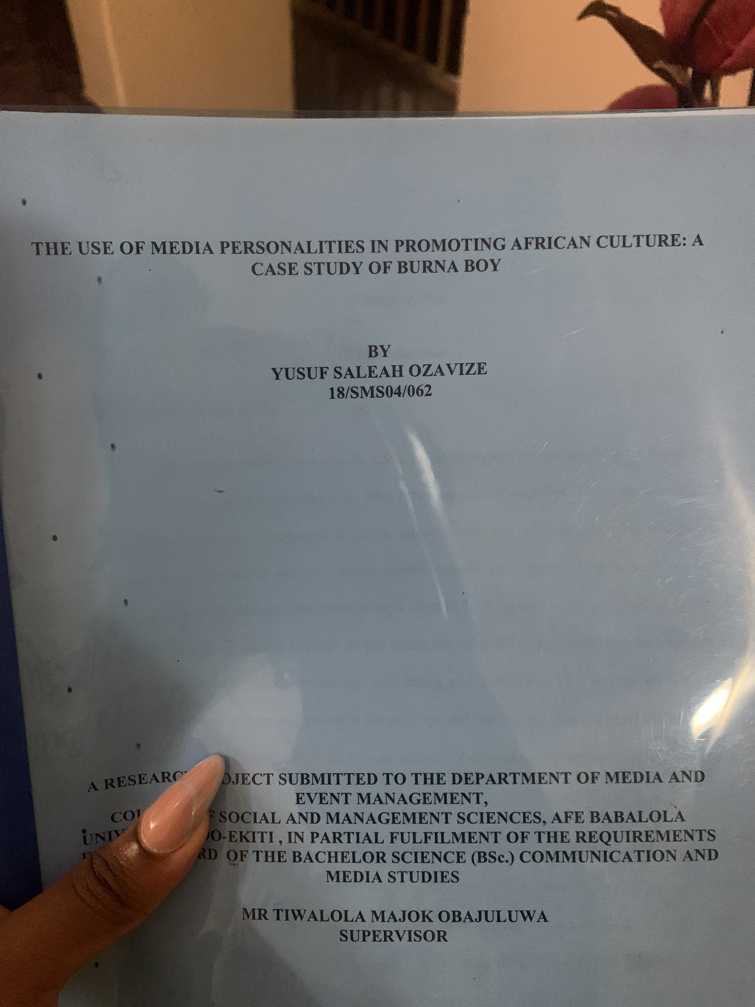 Lady gets an A in her project after using Burna Boy as her case study