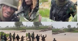 Trending video of Nigerian soldiers working under the rain