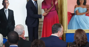 Barack and Michelle Obama return to the White House together for the first time since leaving office as their official portraits are unveiled (photos/video)