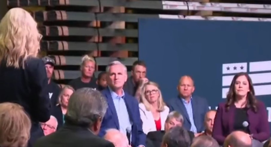 Kevin McCarthy listens to a anti-marxist rant in Pittsburgh