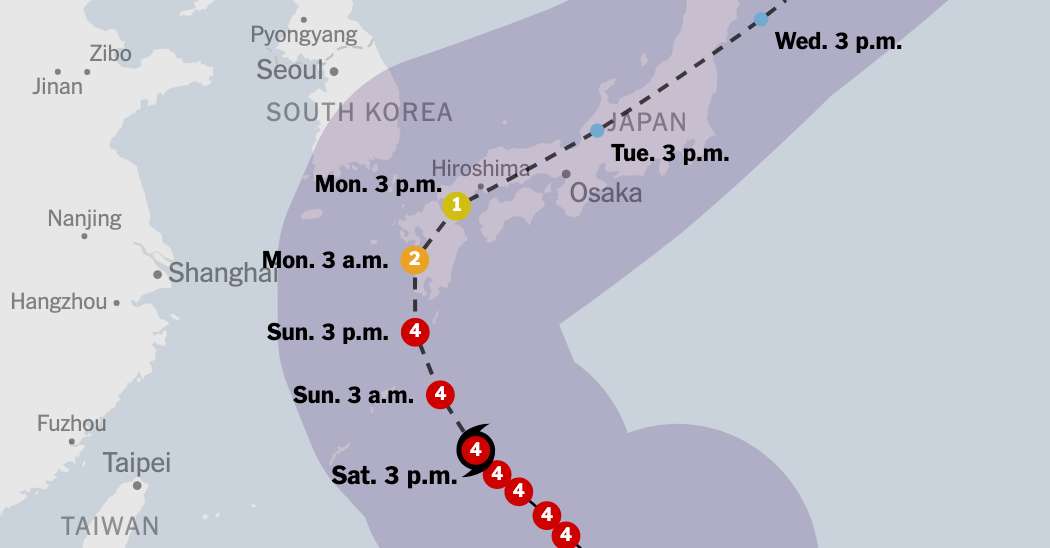 Map: Tracking Typhoon Nanmadol