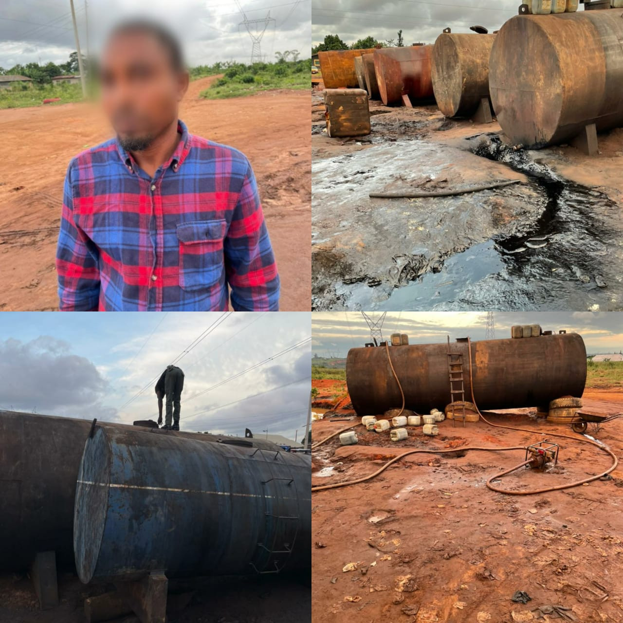 Police bust two petroleum refining sites in Edo state, arrest two suspect and recover trucks