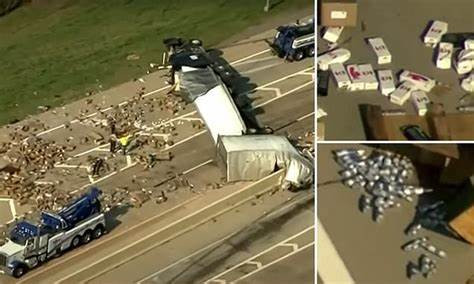 Sex toys cover highway after a hauling truck got involved in an accident (video)