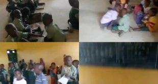 Video of a primary school in Abuja where pupils sit on a bare floor
