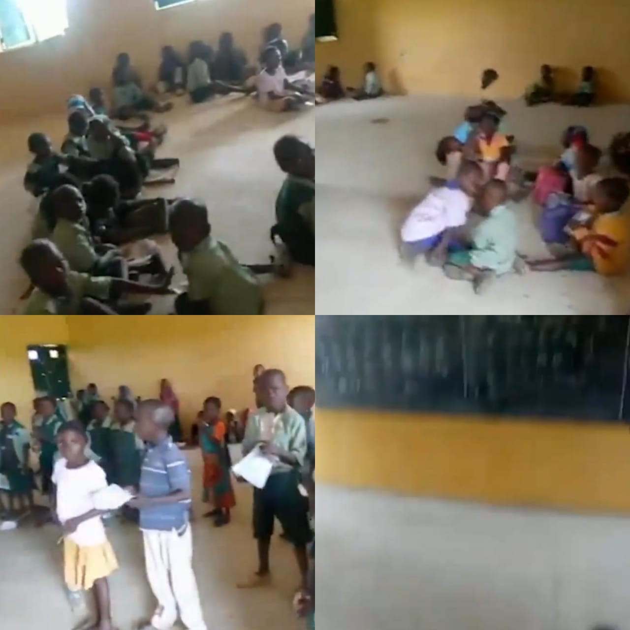 Video of a primary school in Abuja where pupils sit on a bare floor