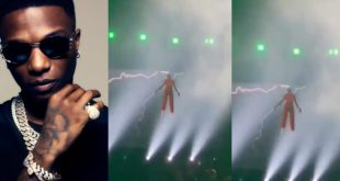 Watch Moment Wizkid ‘Drops’ From Sky Into Accor Arena Concert 