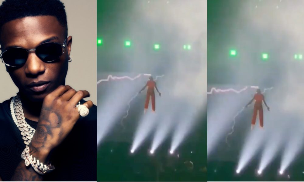 Watch Moment Wizkid ‘Drops’ From Sky Into Accor Arena Concert 